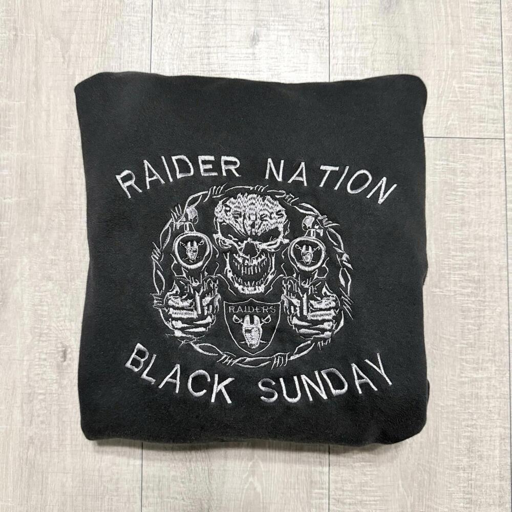 Vntage Black Hoodie NFL LV Football Las Vegas raiders Embroidery Sin City XL Men